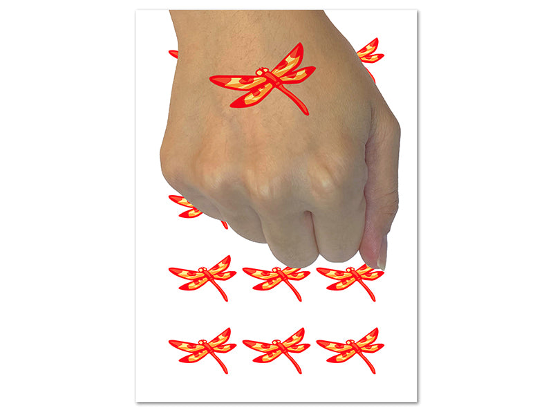 Flying Dragonfly with Spotted Wings Insect Darter Temporary Tattoo Water Resistant Body Art Set Collection (1 Sheet)