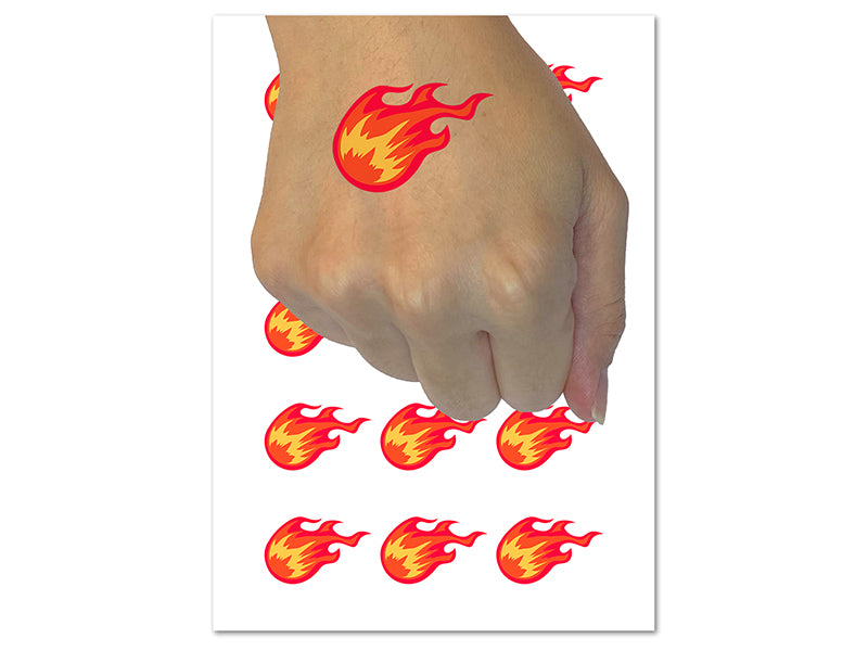 Flying Fireball Hot Flame Wizard Magic Spell Temporary Tattoo Water Resistant Fake Body Art Set Collection (1 Sheet)