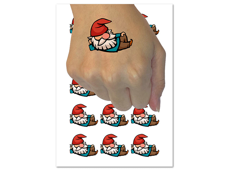 Sexy Lounging Garden Gnome Temporary Tattoo Water Resistant Fake Body Art Set Collection (1 Sheet)