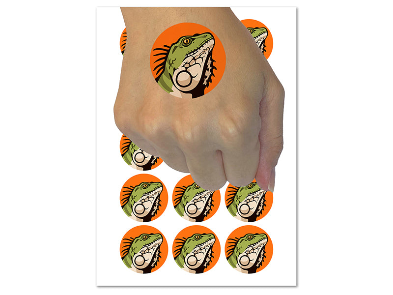 Spiny Green Iguana Lizard Head Temporary Tattoo Water Resistant Fake Body Art Set Collection (1 Sheet)