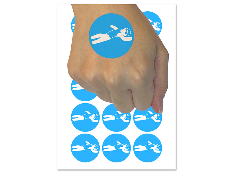 Swimming Swimmer Backstroke Temporary Tattoo Water Resistant Fake Body Art Set Collection (1 Sheet)