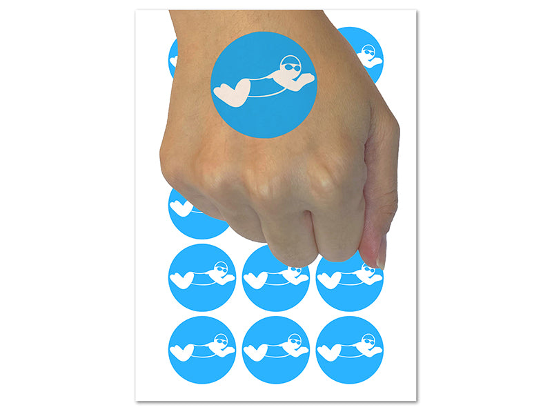 Swimming Swimmer Breaststroke Temporary Tattoo Water Resistant Fake Body Art Set Collection (1 Sheet)