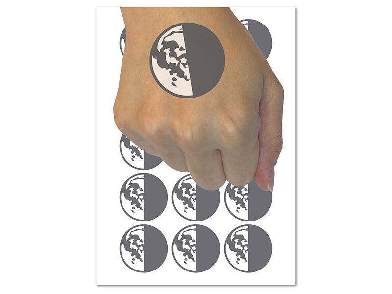 Third Last Quarter Moon Phase Temporary Tattoo Water Resistant Fake Body Art Set Collection (1 Sheet)