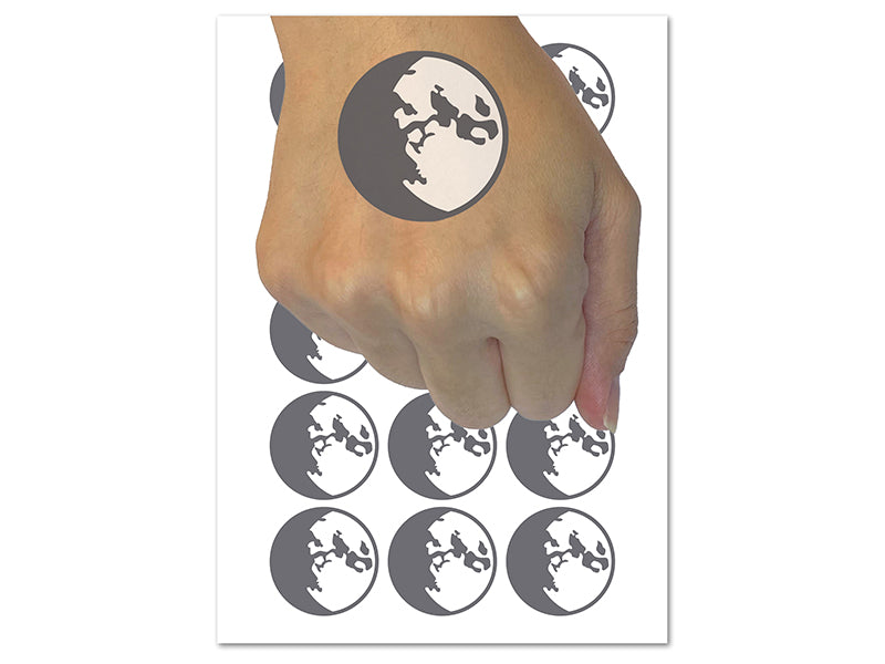 Waxing Gibbous Moon Phase Temporary Tattoo Water Resistant Fake Body Art Set Collection (1 Sheet)