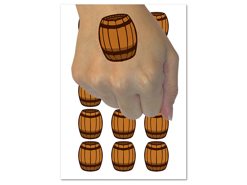 Wooden Barrel Wine Cask Storage Temporary Tattoo Water Resistant Fake Body Art Set Collection (1 Sheet)