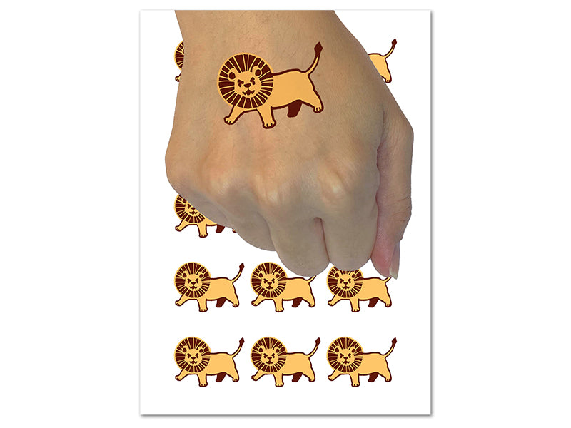 Ferocious and Adorable Little Maned Lion Temporary Tattoo Water Resistant Fake Body Art Set Collection (1 Sheet)