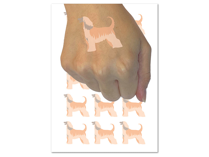 Afghan Hound Dog Solid Temporary Tattoo Water Resistant Fake Body Art Set Collection (1 Sheet)