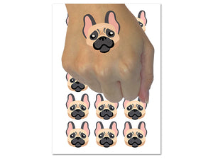Happy French Bulldog Frenchie Dog Head Temporary Tattoo Water Resistant Fake Body Art Set Collection (1 Sheet)
