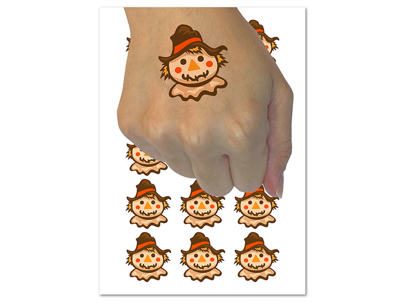 Scarecrow Head Fall Autumn Temporary Tattoo Water Resistant Fake Body Art Set Collection (1 Sheet)