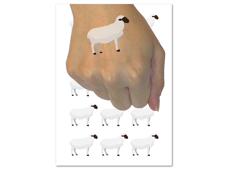 Solid Sheep Farm Animal Temporary Tattoo Water Resistant Fake Body Art Set Collection (1 Sheet)