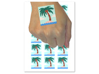 Palm Tree on Tropical Island Temporary Tattoo Water Resistant Fake Body Art Set Collection (1 Sheet)
