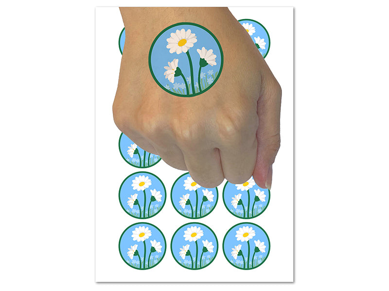 Summer Daisy Trio Temporary Tattoo Water Resistant Fake Body Art Set Collection (1 Sheet)