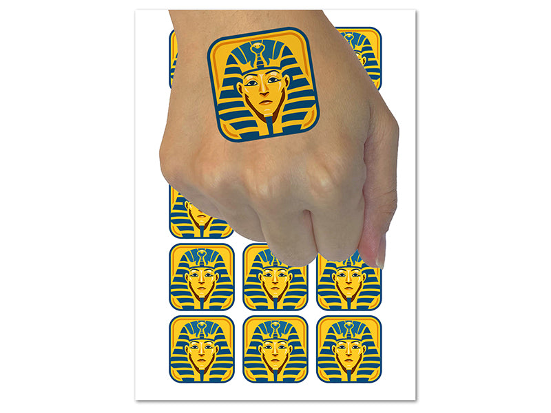 Ancient Egyptian Pharaoh with Crown Temporary Tattoo Water Resistant Fake Body Art Set Collection (1 Sheet)