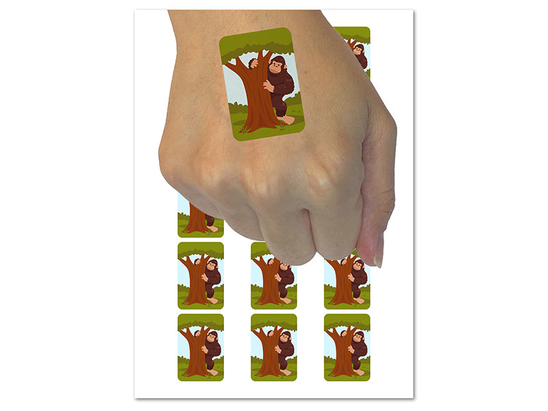 Bigfoot Sasquatch Hiding Behind Tree Temporary Tattoo Water Resistant Fake Body Art Set Collection (1 Sheet)