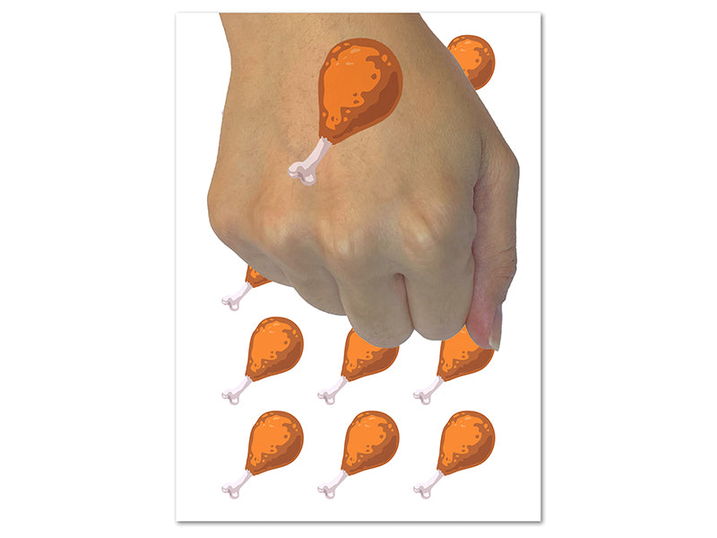Chicken Drumstick Meat Food Temporary Tattoo Water Resistant Fake Body Art Set Collection (1 Sheet)