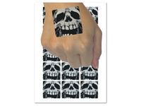 Negative Skull Spooky Bone Face Halloween Temporary Tattoo Water Resistant Fake Body Art Set Collection (1 Sheet)