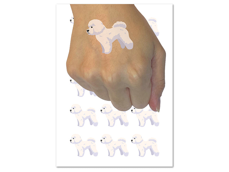 Bichon Frise Dog Solid Temporary Tattoo Water Resistant Fake Body Art Set Collection (1 Sheet)