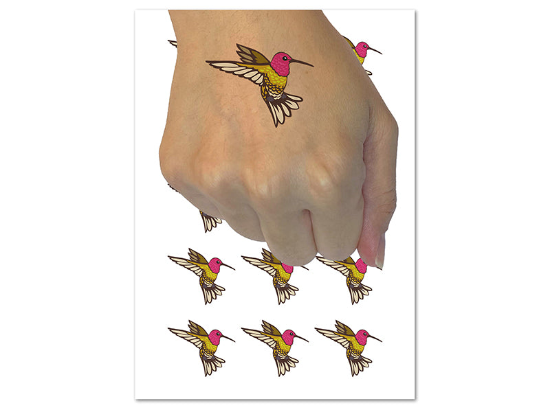 Fluttering Hummingbird Temporary Tattoo Water Resistant Fake Body Art Set Collection (1 Sheet)