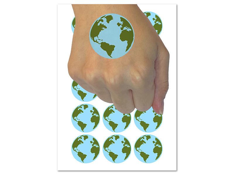 Globe of Earth Temporary Tattoo Water Resistant Fake Body Art Set Collection (1 Sheet)