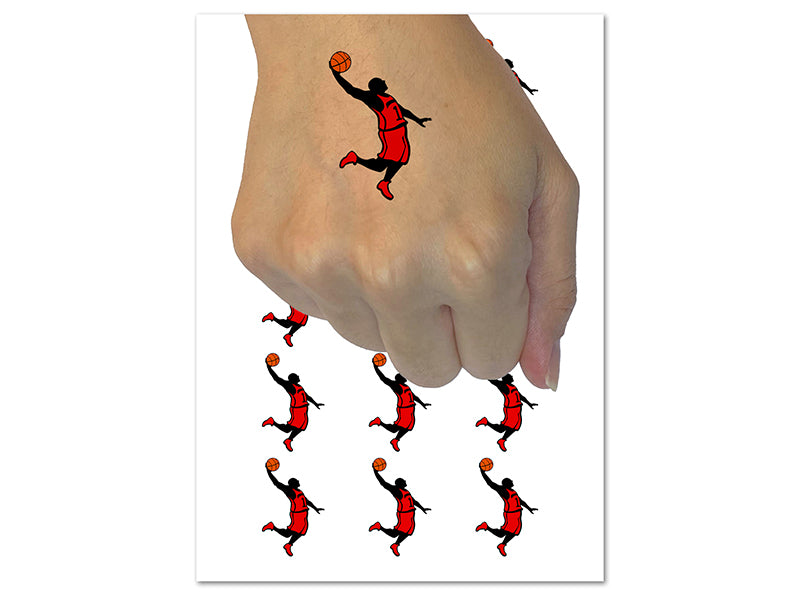 Basketball Player Slam Dunk Sports Temporary Tattoo Water Resistant Fake Body Art Set Collection (1 Sheet)