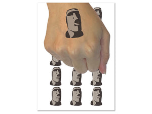 Easter Island Statue Stone Head Monument Temporary Tattoo Water Resistant Fake Body Art Set Collection (1 Sheet)