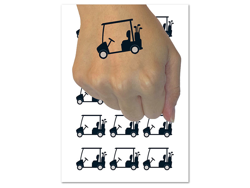 Golf Cart Caddy with Clubs Temporary Tattoo Water Resistant Fake Body Art Set Collection (1 Sheet)