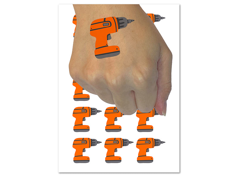 Hand Power Drill Craftsman Tool Temporary Tattoo Water Resistant Fake Body Art Set Collection (1 Sheet)