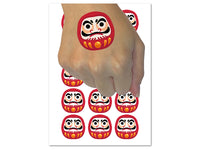 Japanese Daruma Doll Zen Buddhism Bodhidharma Temporary Tattoo Water Resistant Fake Body Art Set Collection (1 Sheet)