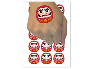 Japanese Daruma Doll Zen Buddhism Bodhidharma Temporary Tattoo Water Resistant Fake Body Art Set Collection (1 Sheet)