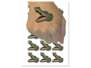 Smiling Toothy Crocodile Alligator Chomp Temporary Tattoo Water Resistant Fake Body Art Set Collection (1 Sheet)