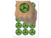 Three Leaves Circle Recycle Pattern Temporary Tattoo Water Resistant Fake Body Art Set Collection (1 Sheet)