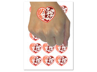 Woman with Dog Puppy Pet in Heart Temporary Tattoo Water Resistant Fake Body Art Set Collection (1 Sheet)