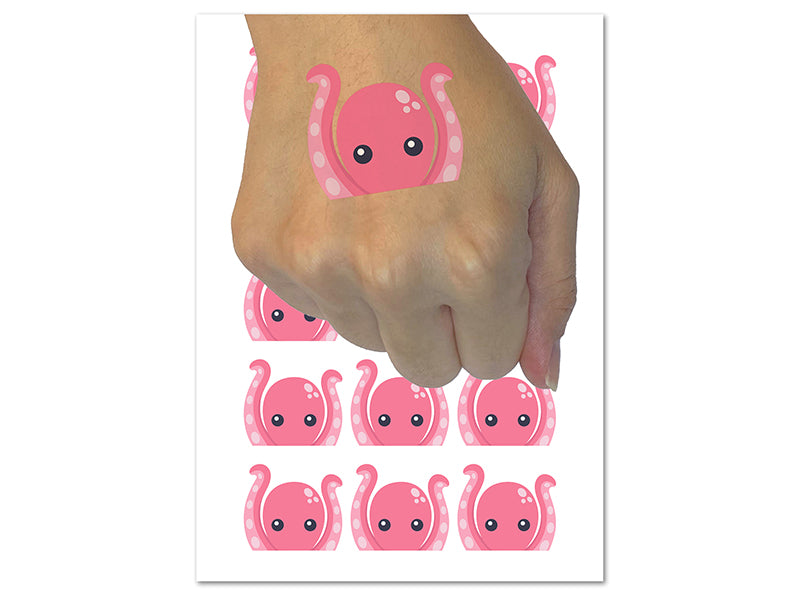 Peeking Octopus Temporary Tattoo Water Resistant Fake Body Art Set Collection (1 Sheet)