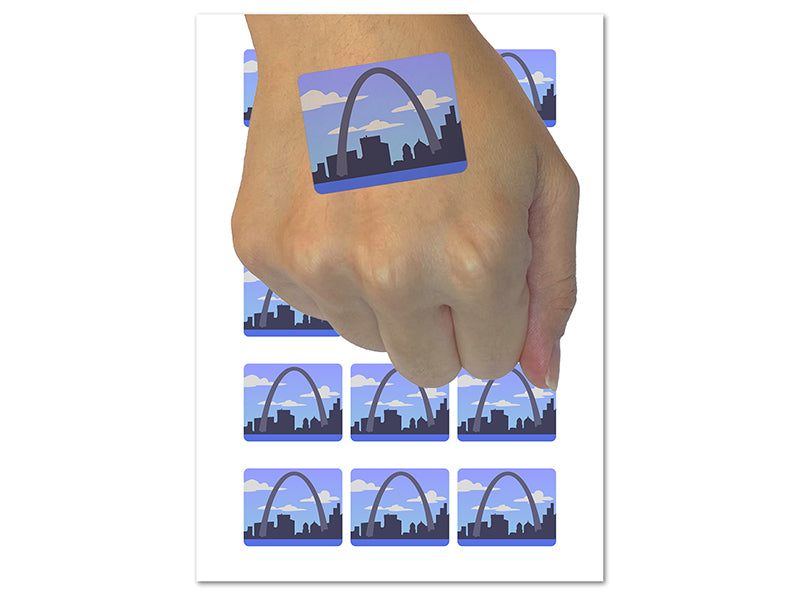 St Louis Gateway Arch Missouri Landmark Temporary Tattoo Water Resistant Fake Body Art Set Collection (1 Sheet)