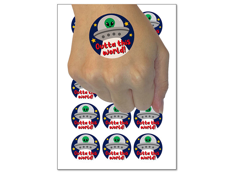 Outta Out of This World Alien Spaceship Temporary Tattoo Water Resistant Fake Body Art Set Collection (1 Sheet)