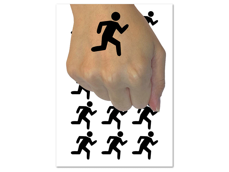 Running Icon Marathon Runner Temporary Tattoo Water Resistant Fake Body Art Set Collection (1 Sheet)