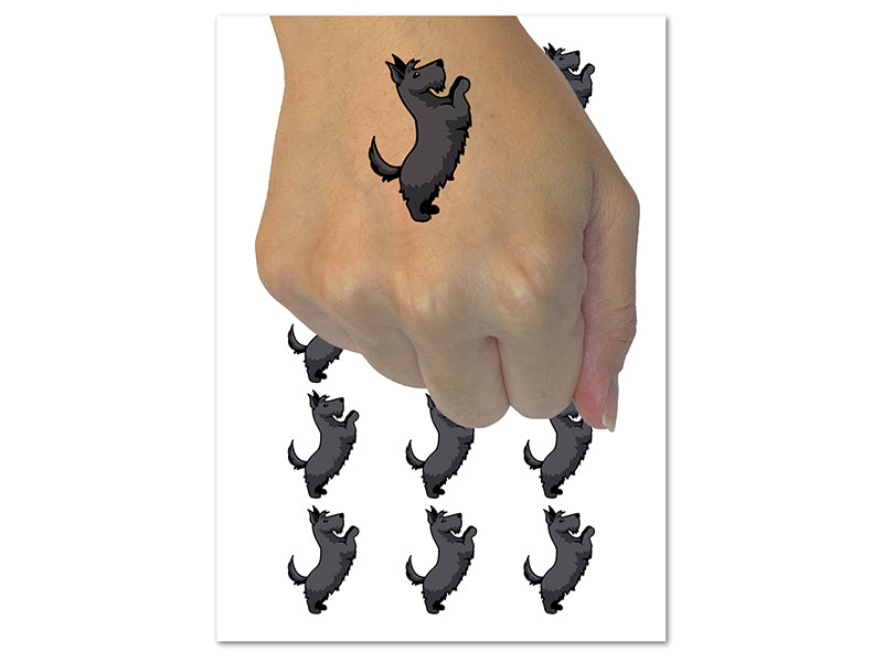 Scottish Terrier Dog Begging Temporary Tattoo Water Resistant Fake Body Art Set Collection (1 Sheet)