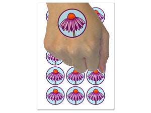 Coneflower Echinacea Temporary Tattoo Water Resistant Fake Body Art Set Collection (1 Sheet)