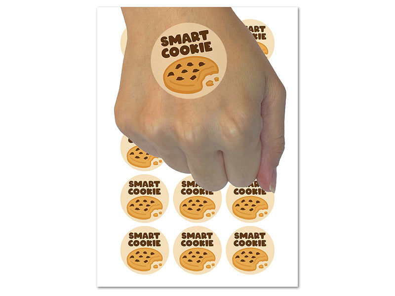 Smart Cookie Chocolate Chip Teacher Student Temporary Tattoo Water Resistant Fake Body Art Set Collection (1 Sheet)