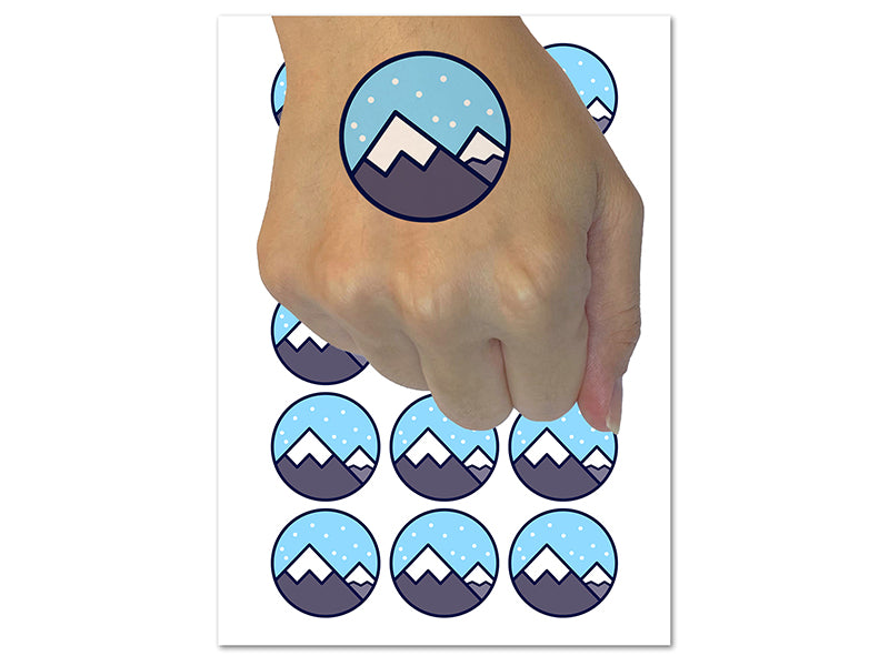 Snowy Mountainscape Temporary Tattoo Water Resistant Fake Body Art Set Collection (1 Sheet)