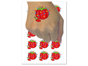 Tomato Pin Cushion with Strawberry Sewing Temporary Tattoo Water Resistant Fake Body Art Set Collection (1 Sheet)
