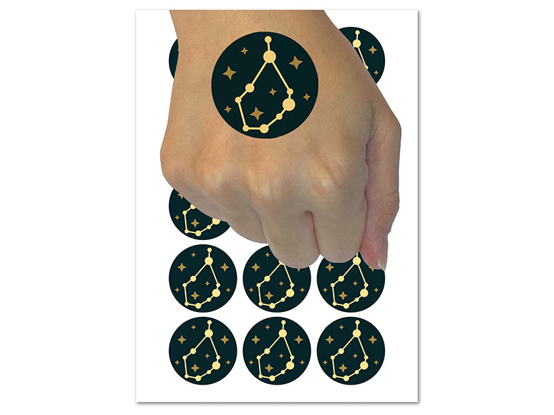 Capricorn Zodiac Star Constellations Temporary Tattoo Water Resistant Fake Body Art Set Collection (1 Sheet)