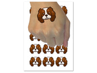 Cartoon Cavalier King Charles Spaniel Head Temporary Tattoo Water Resistant Fake Body Art Set Collection (1 Sheet)