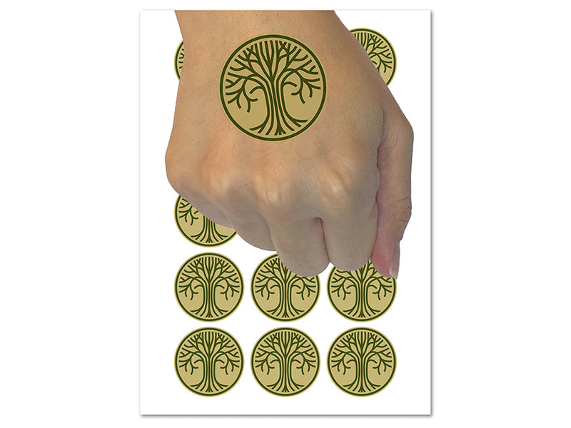 Geometric Lines Tree of Life Temporary Tattoo Water Resistant Fake Body Art Set Collection (1 Sheet)