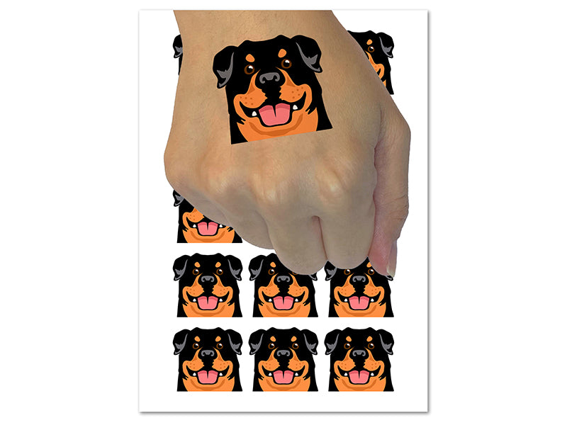 Rottweiler Head Dog Pet Temporary Tattoo Water Resistant Fake Body Art Set Collection (1 Sheet)