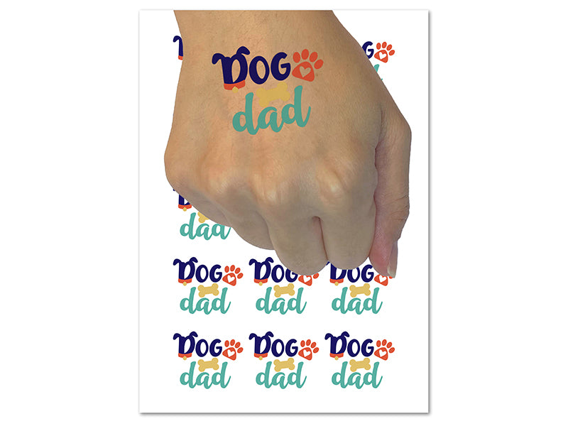 Dog Dad Paw Print Temporary Tattoo Water Resistant Fake Body Art Set Collection (1 Sheet)