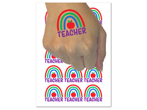 Teacher Rainbow Temporary Tattoo Water Resistant Fake Body Art Set Collection (1 Sheet)