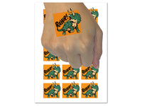 Triceratops Rawr Roar Dinosaur Temporary Tattoo Water Resistant Fake Body Art Set Collection (1 Sheet)