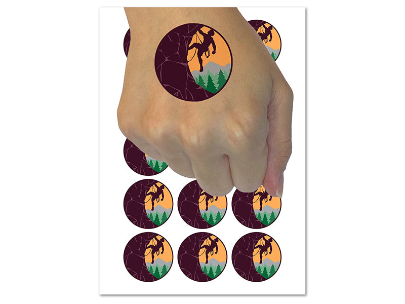 Rock Climbing Moon Stone Wall Mountain Cliff Temporary Tattoo Water Resistant Fake Body Art Set Collection (1 Sheet)