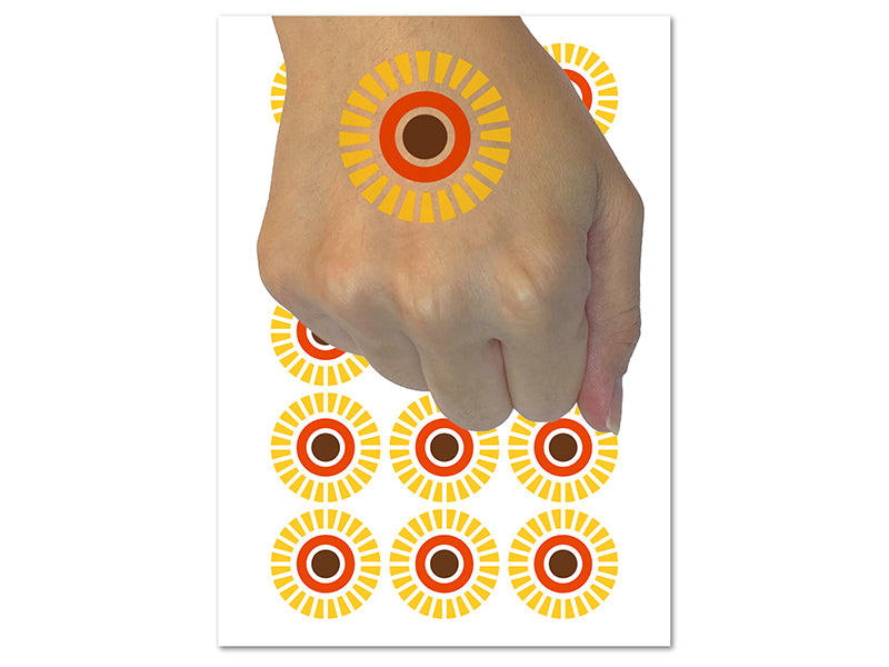 Scandinavian Abstract Sunflower Temporary Tattoo Water Resistant Fake Body Art Set Collection (1 Sheet)